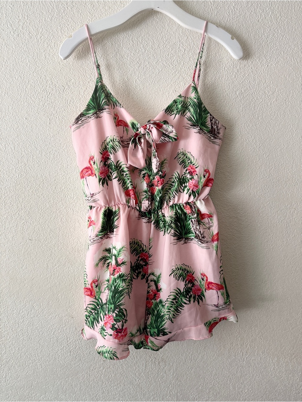 Everly Pink Tropical Print Romper size L